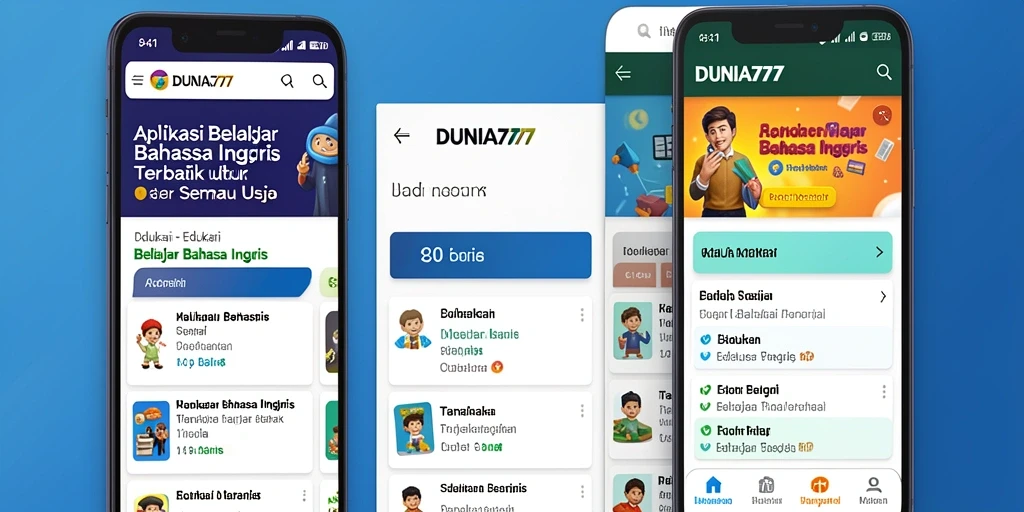 Tampilan antarmuka DUNIA777 yang ramah pengguna dalam belajar bahasa Inggris.