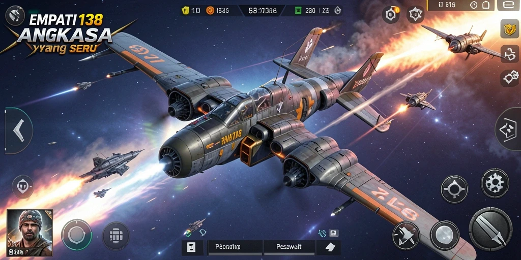 Tampilan antarmuka seru dari game Perang Pesawat EMPATI138.