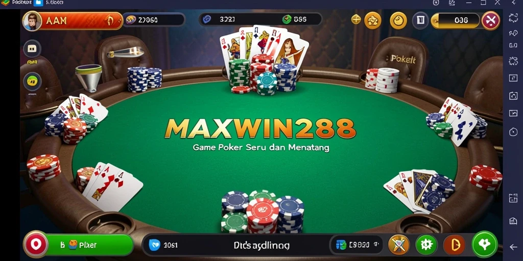 Tampilan antarmuka permainan Poker MAXWIN288 yang intuitif dan menarik.