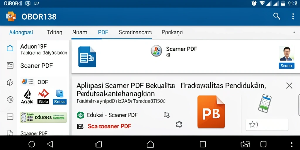 Tampilan antarmuka utama OBOR138 dengan fungsi Scanner PDF.