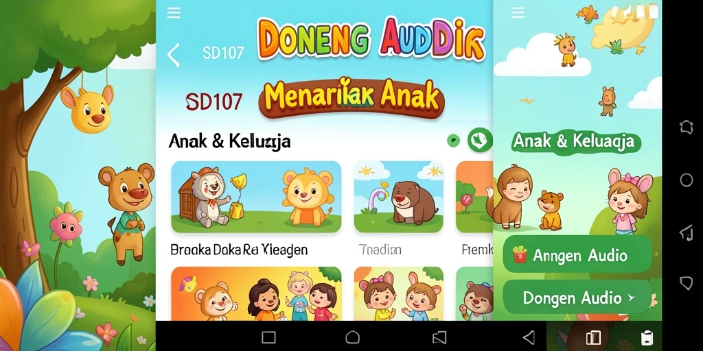 Tampilan antarmuka aplikasi SD107 yang ramah anak.