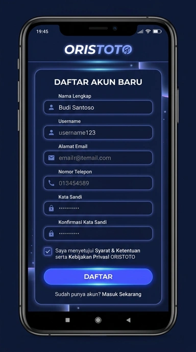 Registrasi Akun Baru Oristoto untuk Pengguna Android